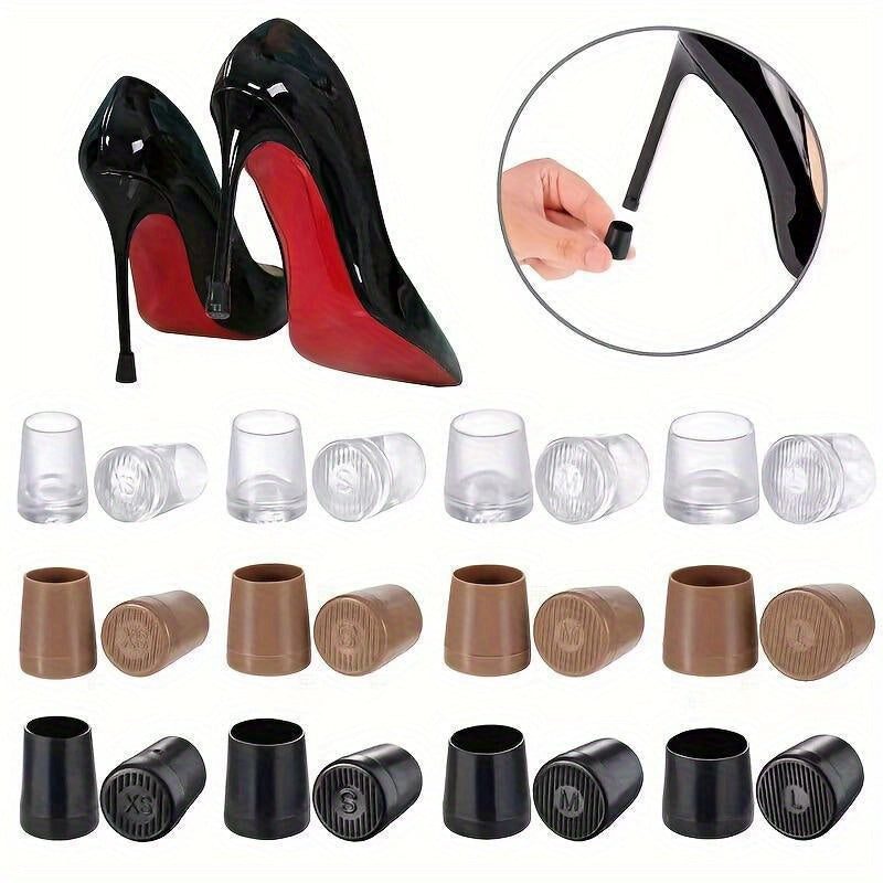 8pcs Silicone Heel Protector Set for High Heels - Anti-Slip Noise Reduction Slimming Design in 4 Sizes Image 1