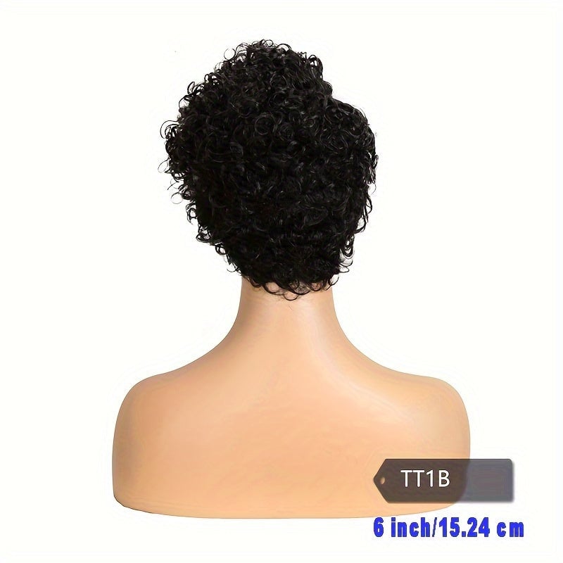 Arietis Hair Natural Black 13x4x1 Lace Front Transparent Deep Wave Lace Wig Side Part Lace Curly Short Pixie Cut Bob Wig Image 3