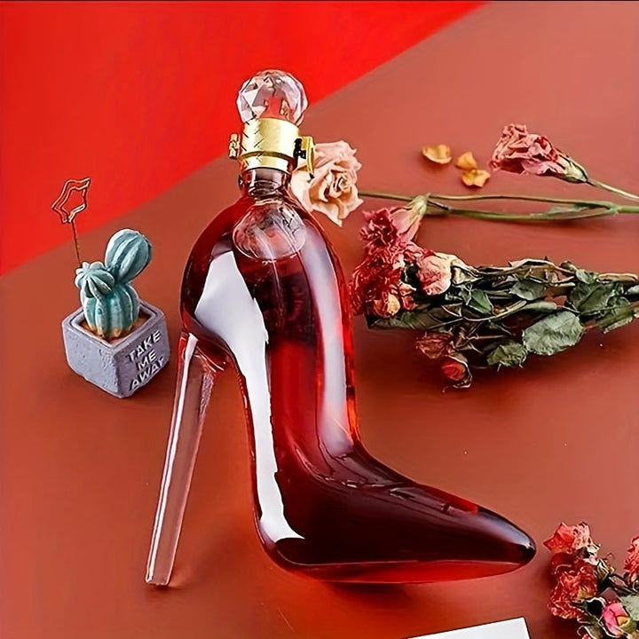 Chic High Heel-Shaped Glass Wine Decanter - 12.68Oz Borosilicate Transparent Easy To Clean - Perfect For Kitchen and Image 1