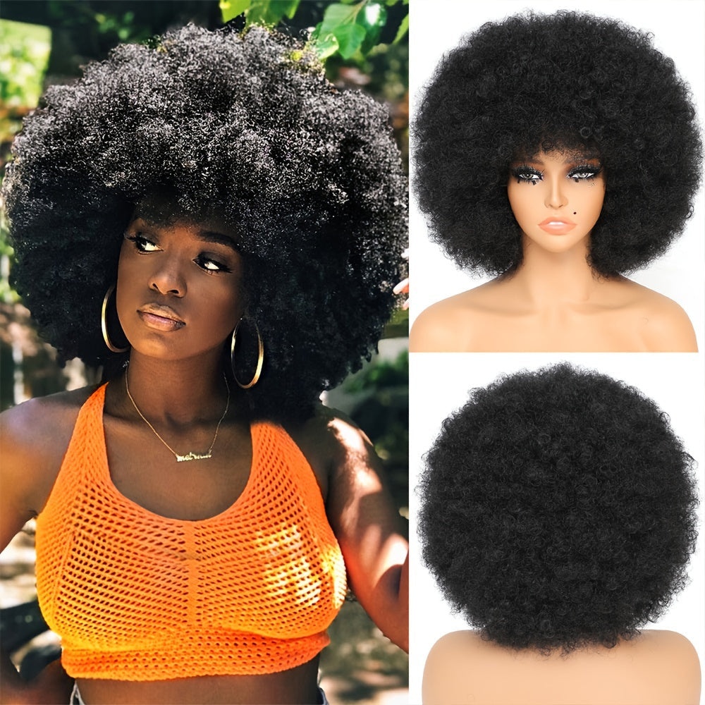 10 Inch Afro Kinky Curly Wigs 70s 80s Wigs Large Bouncy And Soft Natural Looking Full Puff Wigs For Party Cosplay Daily Image 2