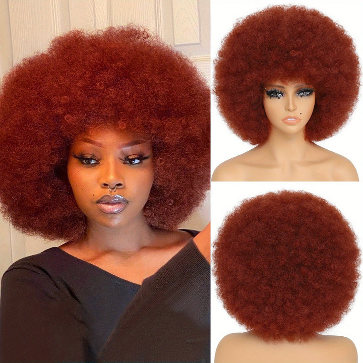 10 Inch Afro Kinky Curly Wigs 70s 80s Wigs Large Bouncy And Soft Natural Looking Full Puff Wigs For Party Cosplay Daily Image 4