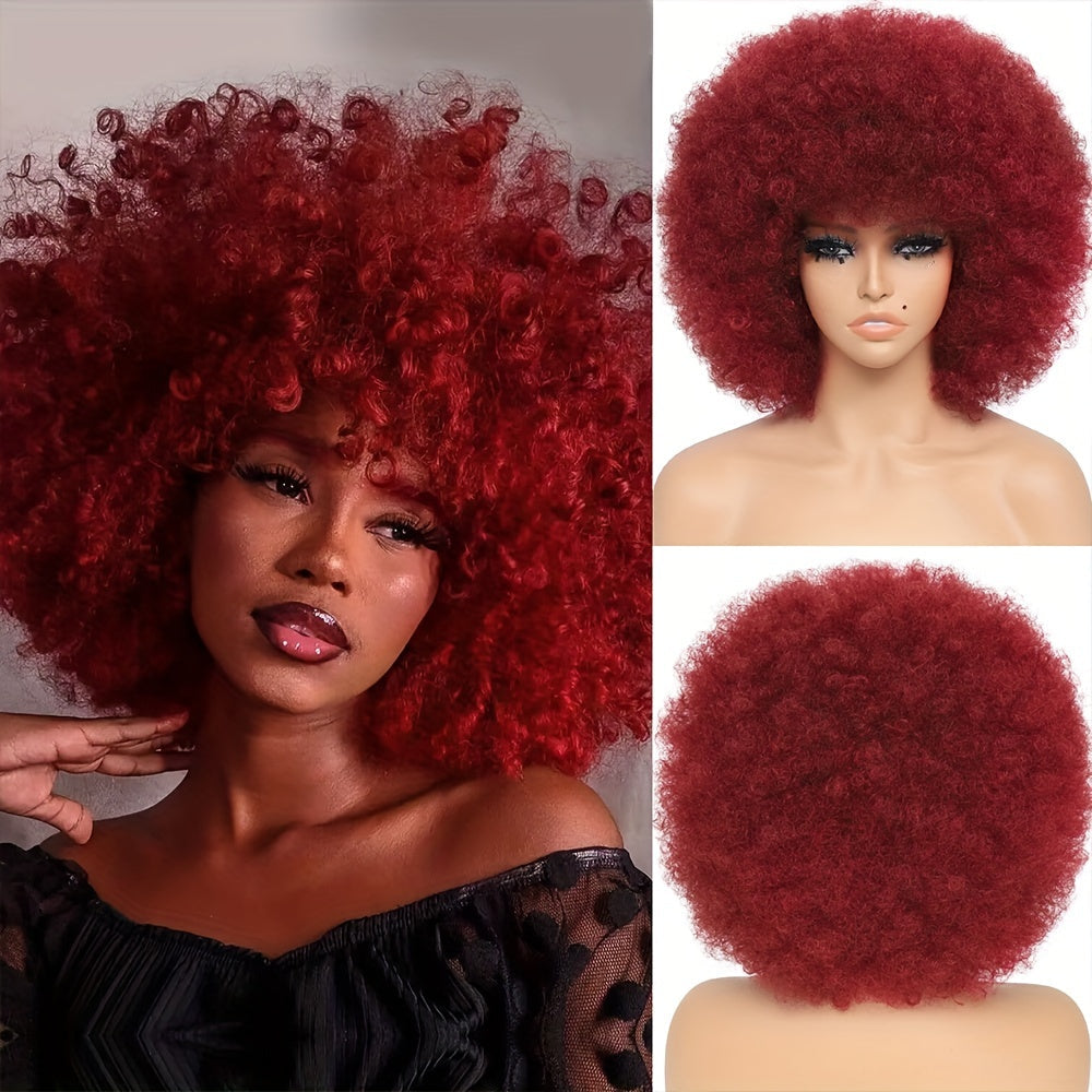 10 Inch Afro Kinky Curly Wigs 70s 80s Wigs Large Bouncy And Soft Natural Looking Full Puff Wigs For Party Cosplay Daily Image 6