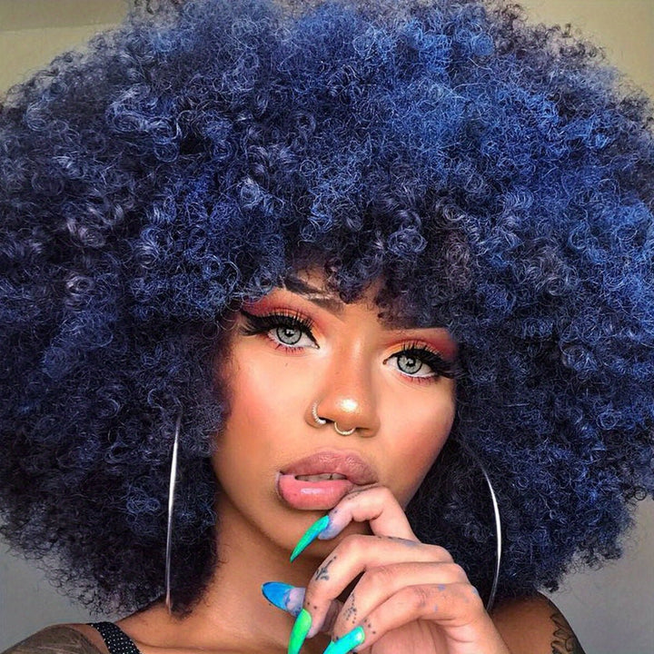 10 Inch Afro Kinky Curly Wigs 70s 80s Wigs Large Bouncy And Soft Natural Looking Full Puff Wigs For Party Cosplay Daily Image 8