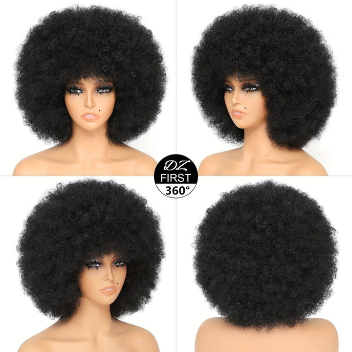 10 Inch Afro Kinky Curly Wigs 70s 80s Wigs Large Bouncy And Soft Natural Looking Full Puff Wigs For Party Cosplay Daily Image 11