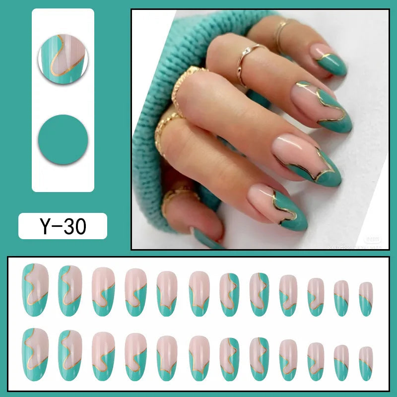 24P Removable Ballerina Press On Nail Art Long Round Head Fake Nails Full Cover Artificial Wearing Reusable False Nails Image 2