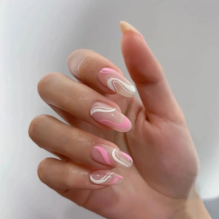 24P Removable Ballerina Press On Nail Art Long Round Head Fake Nails Full Cover Artificial Wearing Reusable False Nails Image 1