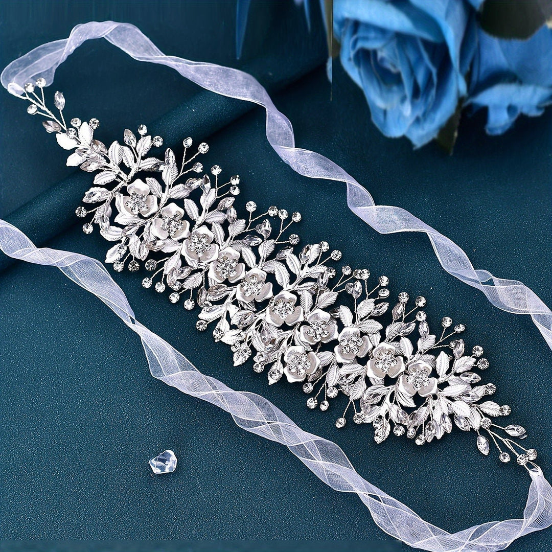 Glamorous Silvery Rhinestone Waistband Handmade Alloy Girdle Elegant Style Bridal Belt For Wedding Party Image 3