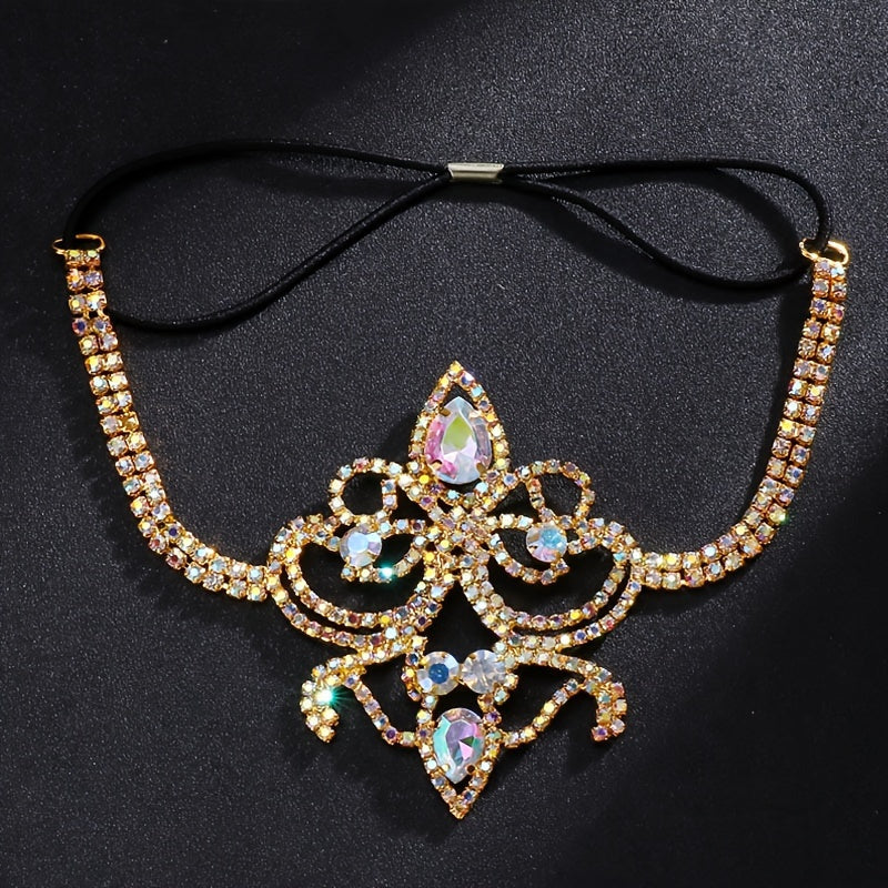 Golden Geometric Rhinestone Leg Chain Elastic Sexy Body Jewelry Fashionable Thigh Accessory With Stretch Cord Image 4