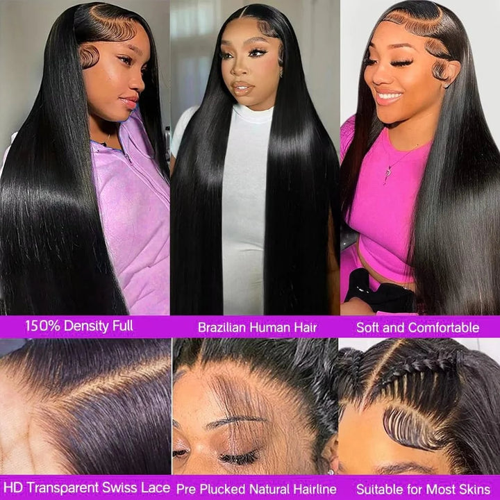 HD Lace Front Human Hair Wigs Straight 13x4 13x6 Transparent Lace Frontal Human Hair Wigs Perruques Cheveux Humains Pre Image 2