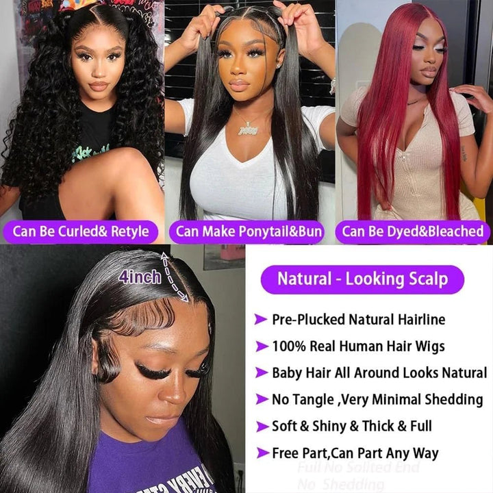 HD Lace Front Human Hair Wigs Straight 13x4 13x6 Transparent Lace Frontal Human Hair Wigs Perruques Cheveux Humains Pre Image 4