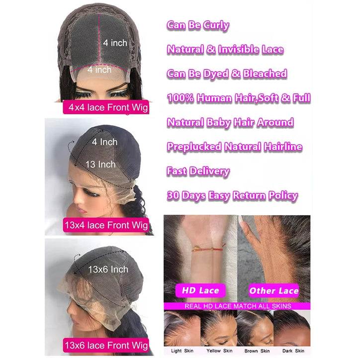 HD Lace Front Human Hair Wigs Straight 13x4 13x6 Transparent Lace Frontal Human Hair Wigs Perruques Cheveux Humains Pre Image 6