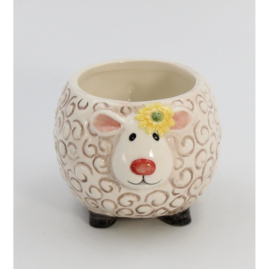 Ceramic Sheep Indoor Planter Sunflower Bowl 5"x3.6" Image 3