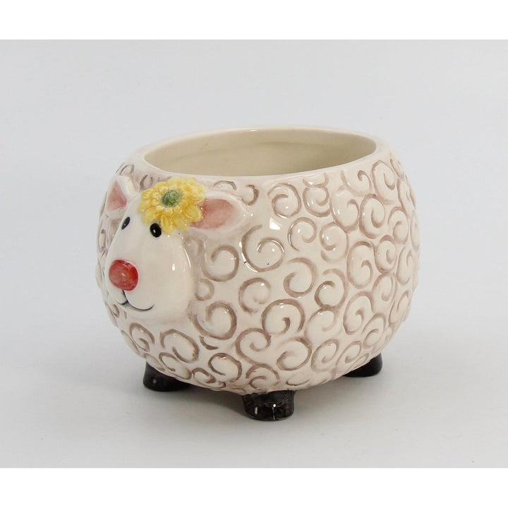 Ceramic Sheep Indoor Planter Sunflower Bowl 5"x3.6" Image 4