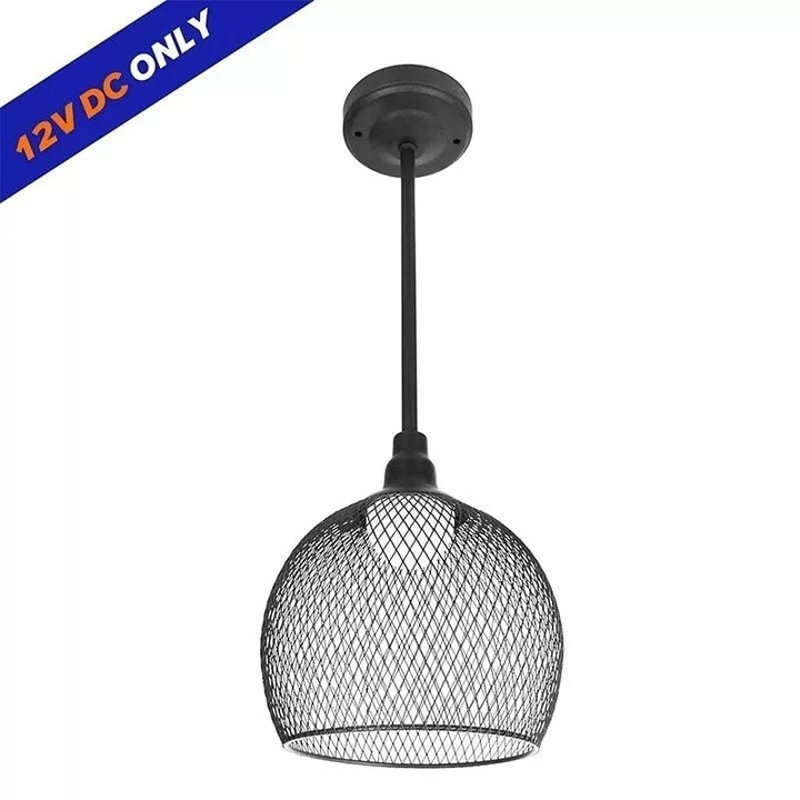 12V DC Matte Black Pendant Light LED Cage Shade Kitchen Dining Room Fixture Image 1