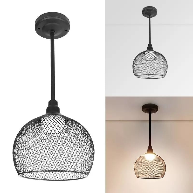 12V DC Matte Black Pendant Light LED Cage Shade Kitchen Dining Room Fixture Image 2