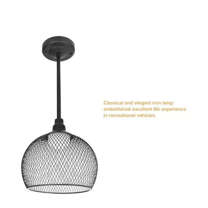 12V DC Matte Black Pendant Light LED Cage Shade Kitchen Dining Room Fixture Image 4