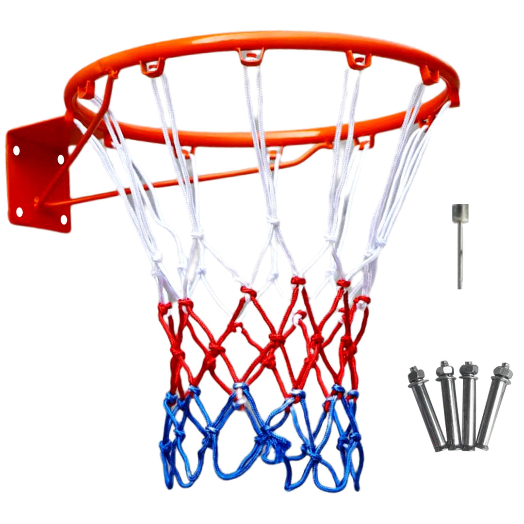 Thickened Steel Plate Basketball Hoop with Net Screws Spring Shock Absorption Wall Mounted Basketball Hanging Basket Image 4