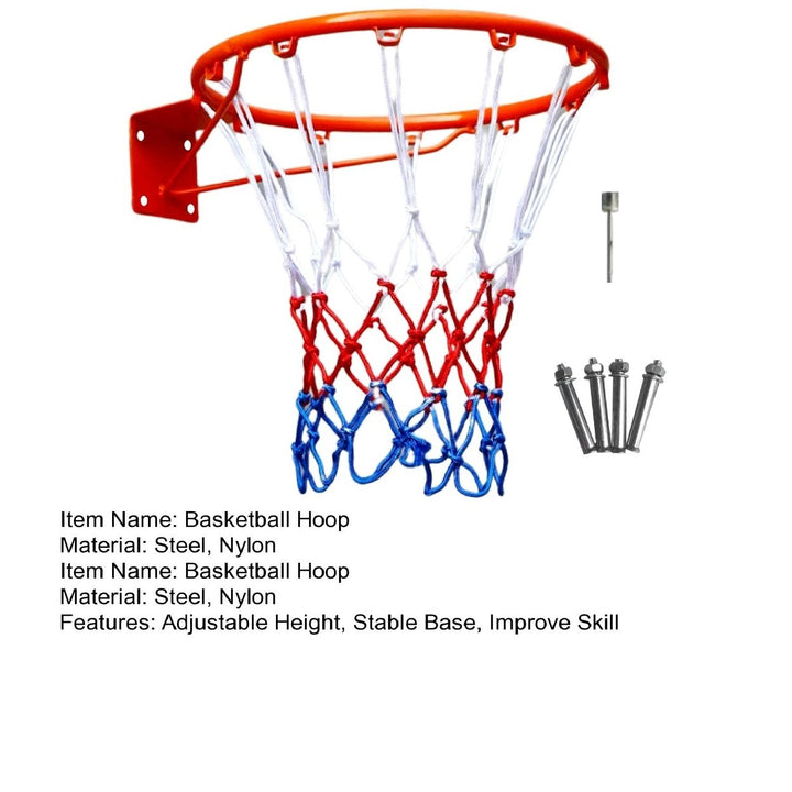 Thickened Steel Plate Basketball Hoop with Net Screws Spring Shock Absorption Wall Mounted Basketball Hanging Basket Image 11