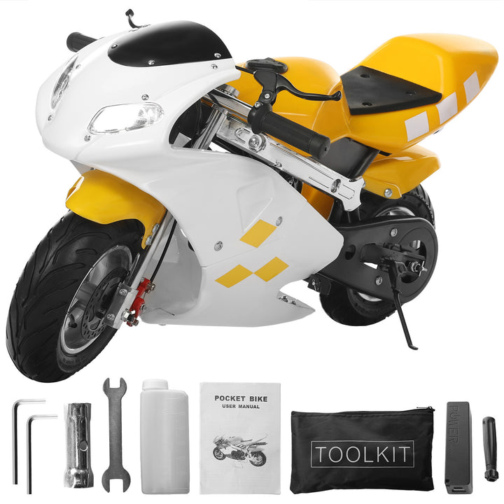 49cc 2 Stroke Pocket Bike Mini Motorcycle for Kids Gas Pocket Motorbike with Strong Dual Brake Racing Max Speed 20Mph Image 9