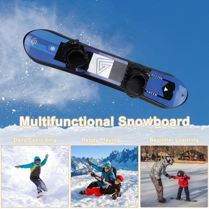 Single Ride Snowboard Bi-directionality Plastic Snowboard Kids Ski Snowboard with Ultra-Smooth Bottom and Ratchet Image 3