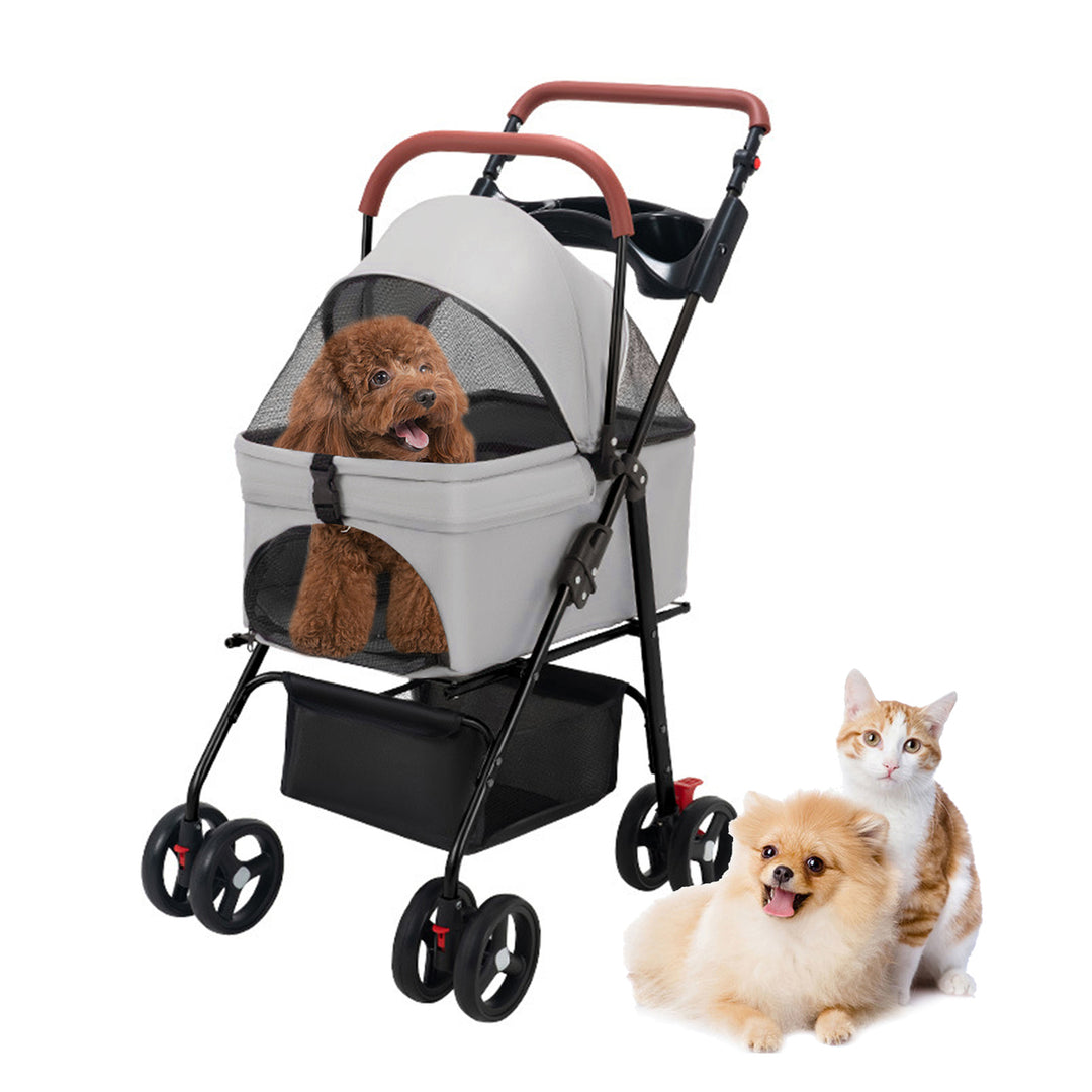 Pet Stroller Folding Dog Stroller Pet Folding Stroller 4 Wheels Dog/Cat Puppy Stroller Travel Carrier for Small/Medium Image 1