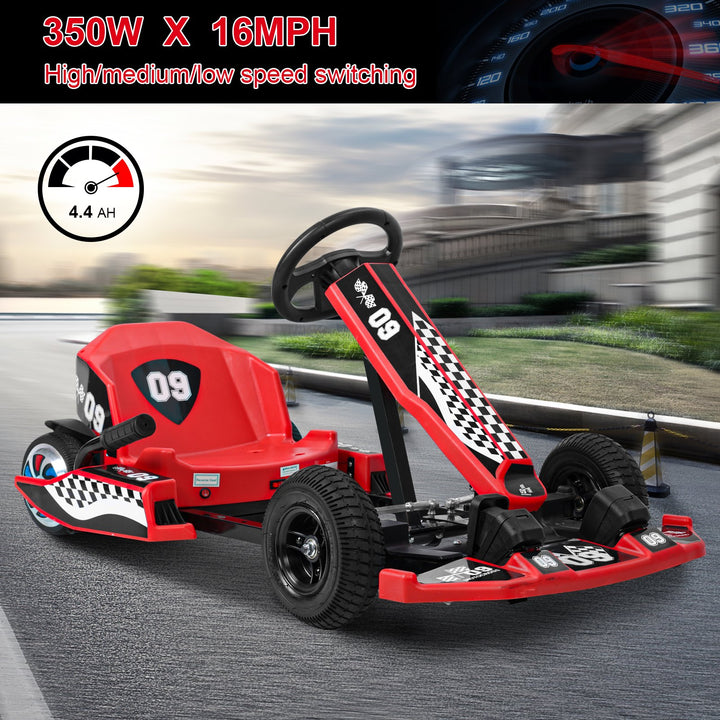 Go Kart36V Electric Go Kart for Kids16 MPH Drift Kart with 350W MotorDrift/Sport ModeLength Adjustment Image 10