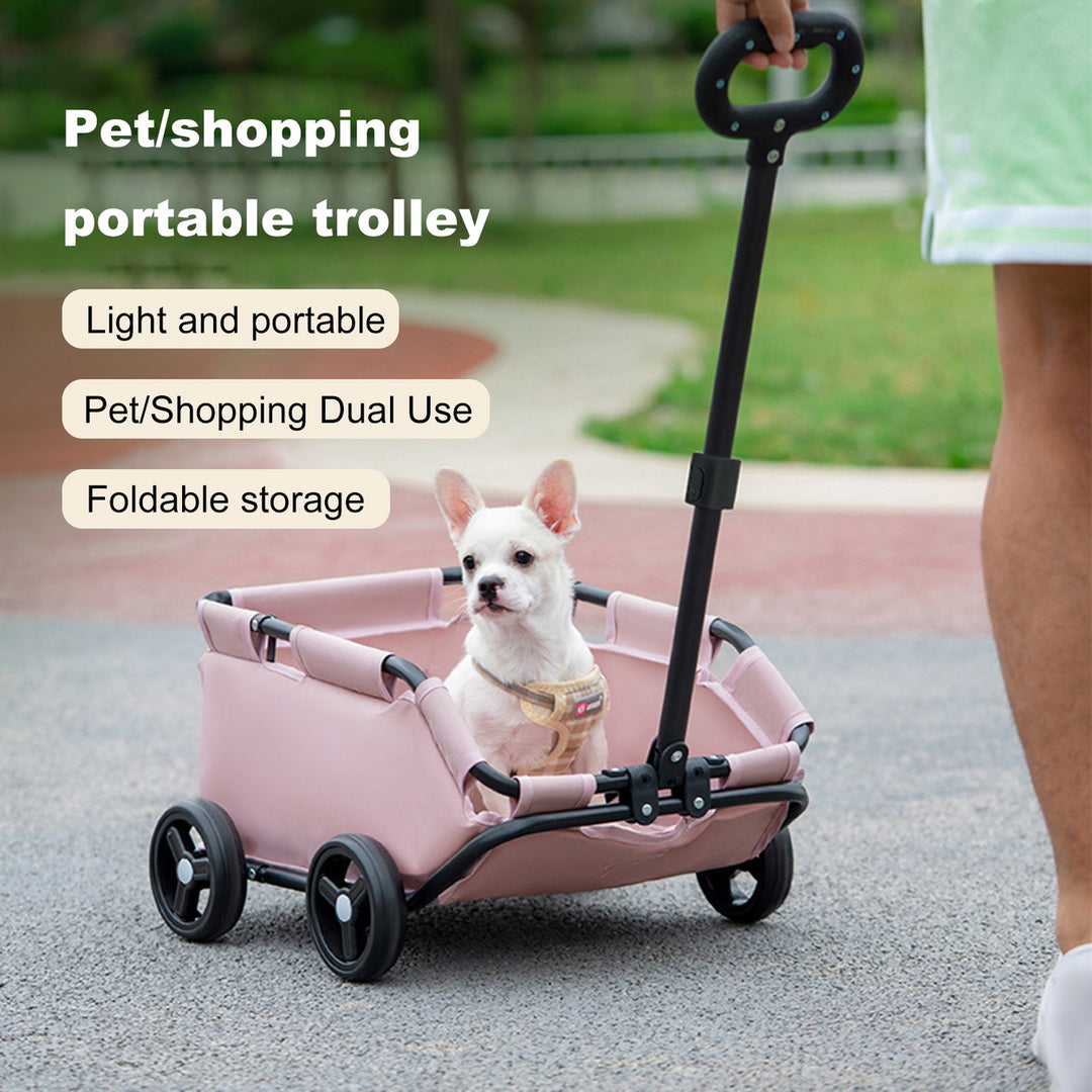 Pet Stroller Dog Cart 4 Wheels Folding Small Dogs Cats Stroller Pet Strolling Cart for Travelling Shopping Walking Image 12