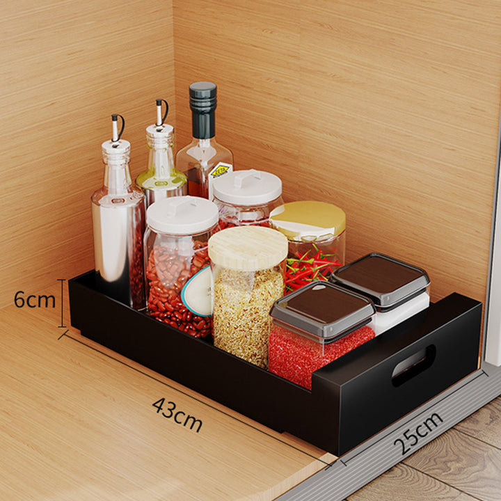 Pull Out Cabinet Organizer Drawer Carbon Steel Shelves Smooth Slide Nanofilm Peel Stick Organizer for Pantry Kitchen Image 12