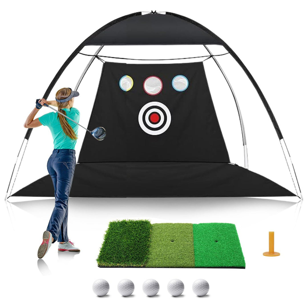 Golf Net Golf Practice Net for Backyard Driving Indoor Golf Training Chipping Aid Net with Turf Tee White Balls Image 1