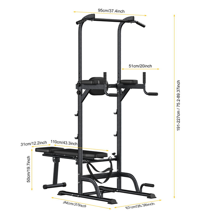 Pull Up Bar Free Standing Pull-up Rack with Dumbbell Bench Height Adjustable Pull Up Dip Station for Home Gym Dip Stands Image 4