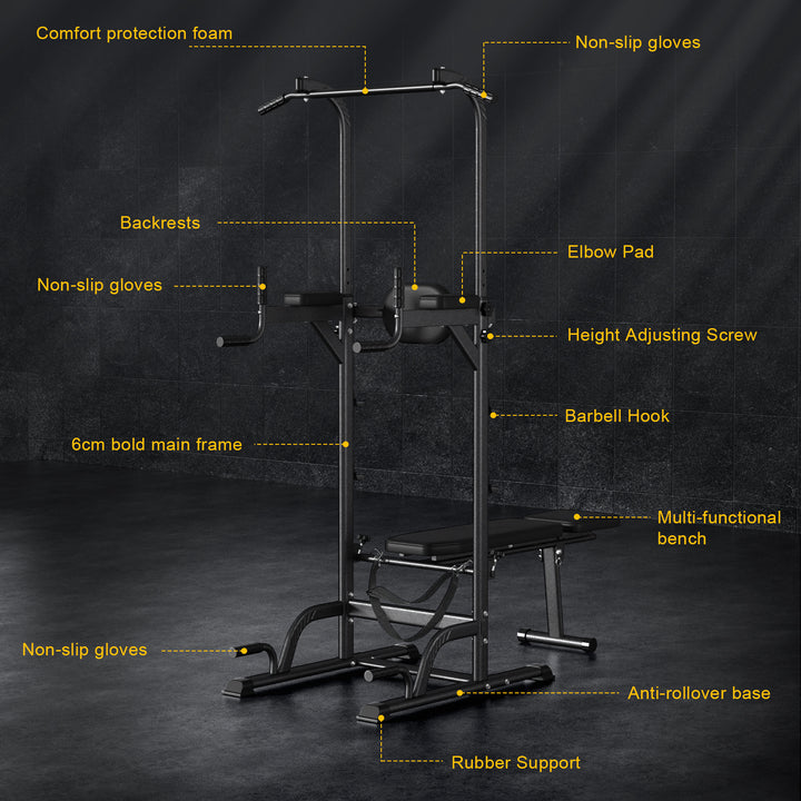 Pull Up Bar Free Standing Pull-up Rack with Dumbbell Bench Height Adjustable Pull Up Dip Station for Home Gym Dip Stands Image 7