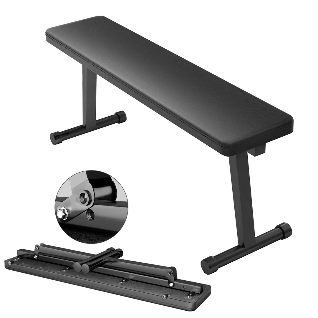 Flat Bench Foldable Flat Weight Bench Home Gym Workout Bench Easy Assembly Strength Training Bench Press Image 1