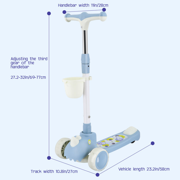 Kid Kick Scooter Height Adjustable 3 Wheel Scooter 4 Gears Adjustable Foldable Travel Scooter Light Up Wheels Scooter Image 6