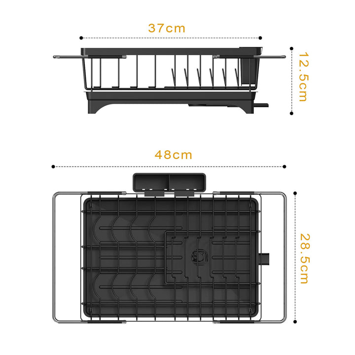 Kitchen Dish Drainage Rack Retractable Stainless Steel Choplastick Holder with Drain Tunnel Waterproof Bowl Plate Image 6