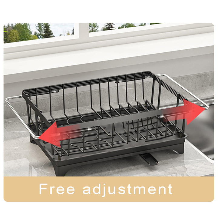 Kitchen Dish Drainage Rack Retractable Stainless Steel Choplastick Holder with Drain Tunnel Waterproof Bowl Plate Image 8