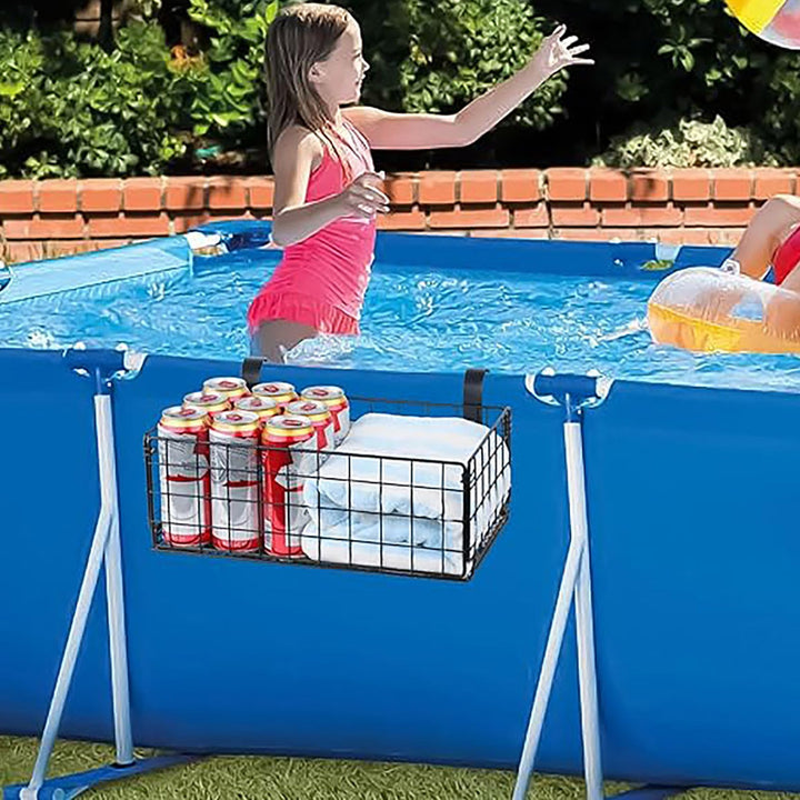 Foldable Pool Storage Basket Hollow Out Drainage Large Capacity Swimming Pool Storage Rack Toys Goggles Phones Drinks Image 4