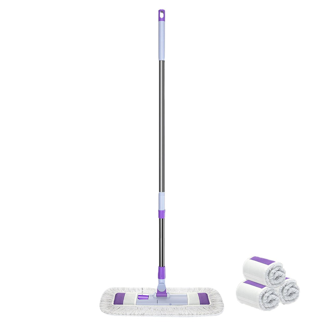 1 Set Home Mop Set with Replaceable Washable Pads 360 Degree Rotating Head Telescopic Stainless Steel Pole Mop Image 4