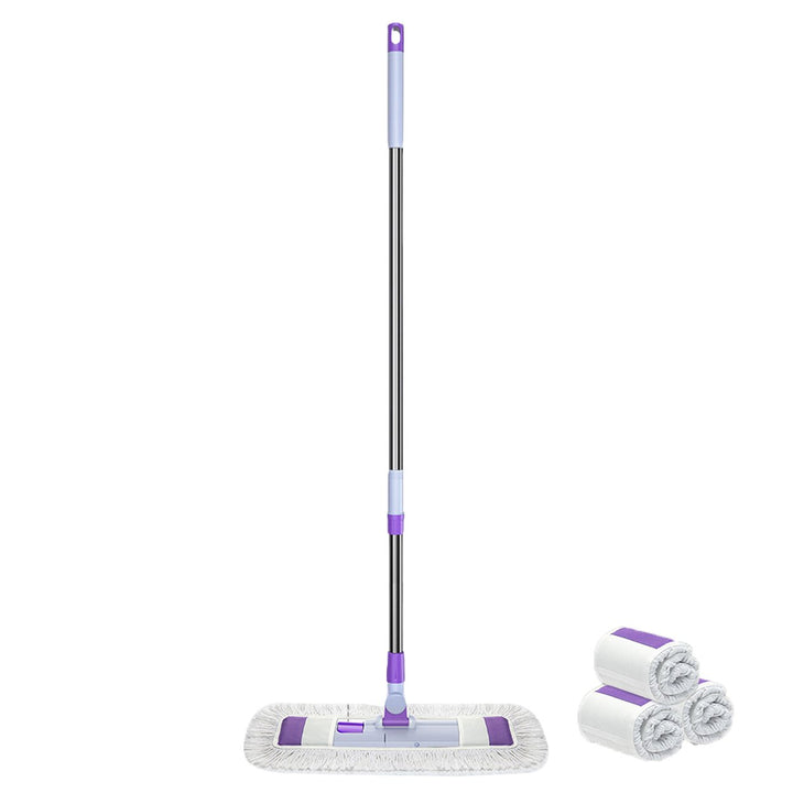 1 Set Home Mop Set with Replaceable Washable Pads 360 Degree Rotating Head Telescopic Stainless Steel Pole Mop Image 1