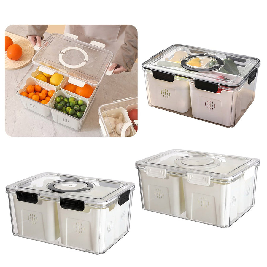 Fruit Storage Container with Split Covered Tray Waterproof Sealing Strips Leakproof Food-Grade Transparent Food Snack Image 1