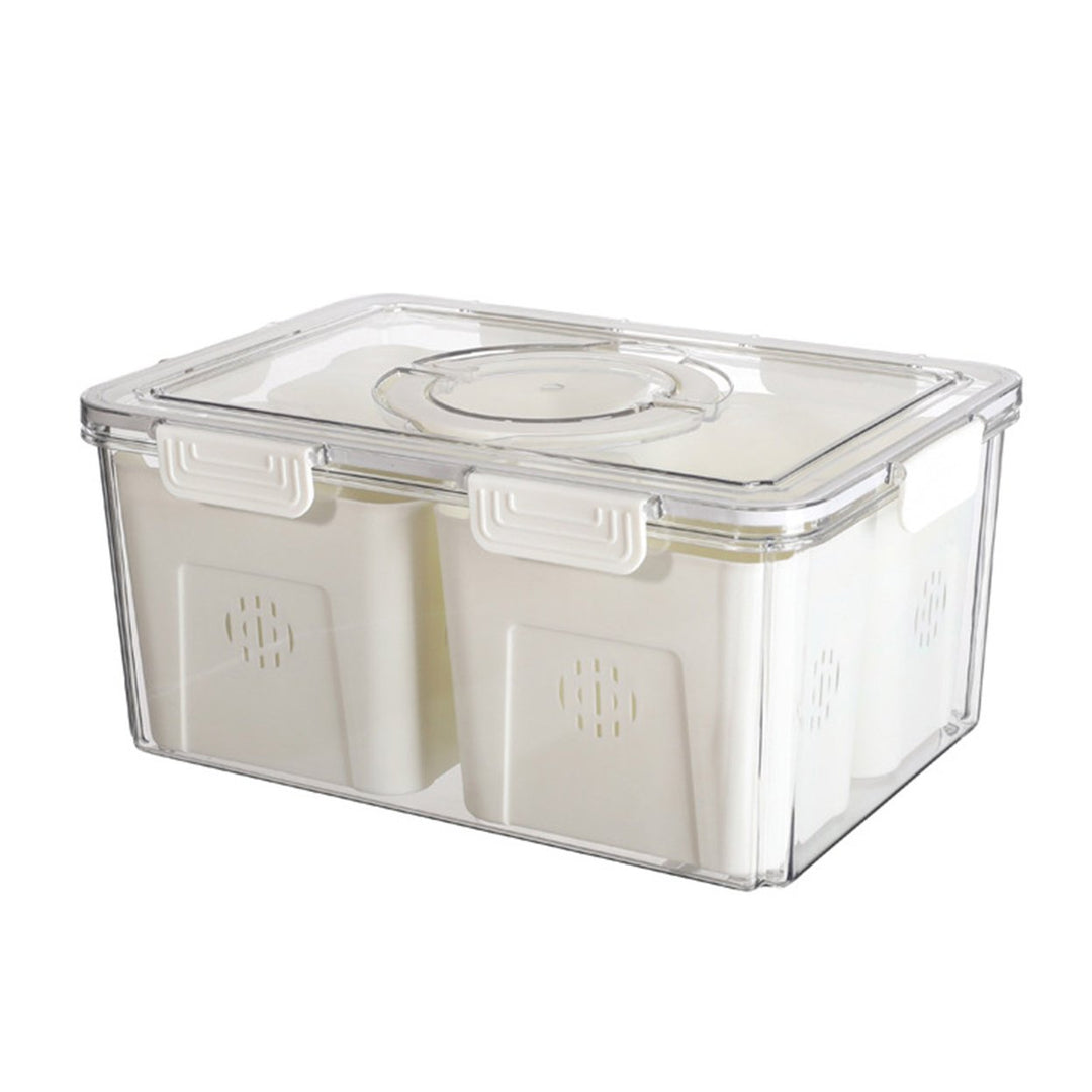 Fruit Storage Container with Split Covered Tray Waterproof Sealing Strips Leakproof Food-Grade Transparent Food Snack Image 3