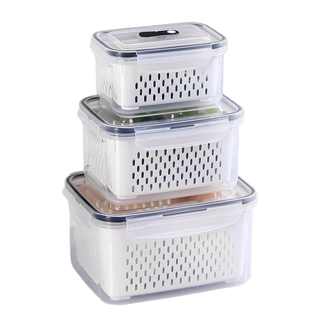 3/4/5Pcs Food Storage Box Large Capacity Double-Layer Design Food Grade BPA Free Fridge Vegetables Fruits Container with Image 2