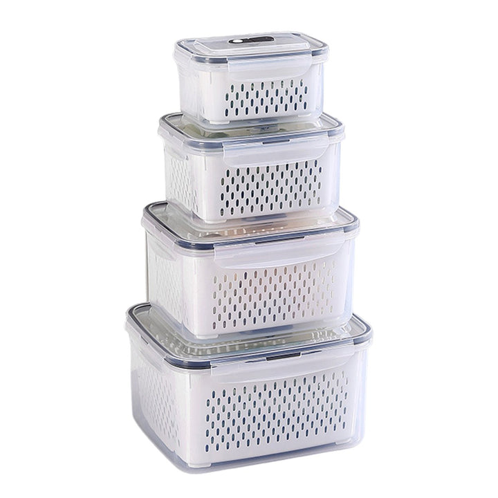 3/4/5Pcs Food Storage Box Large Capacity Double-Layer Design Food Grade BPA Free Fridge Vegetables Fruits Container with Image 3