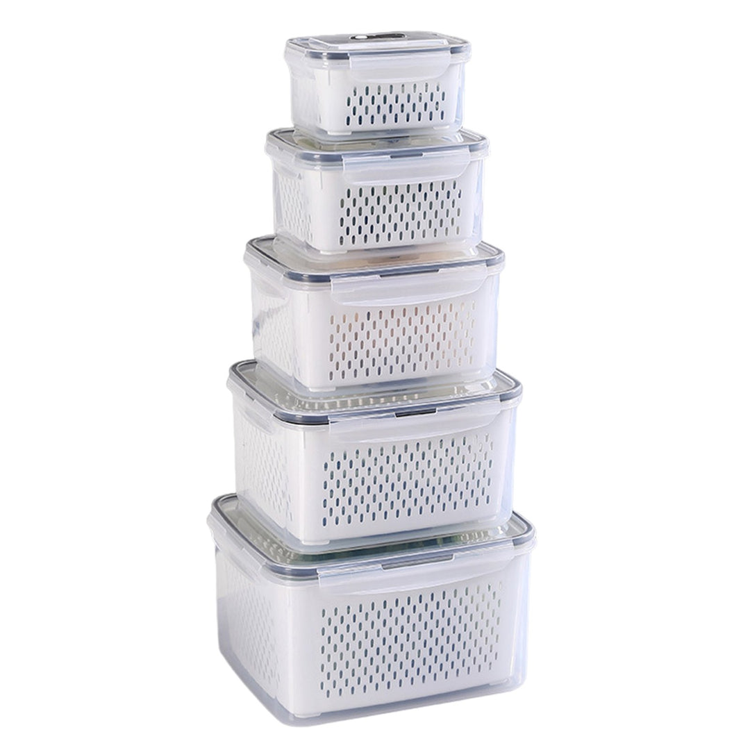 3/4/5Pcs Food Storage Box Large Capacity Double-Layer Design Food Grade BPA Free Fridge Vegetables Fruits Container with Image 4