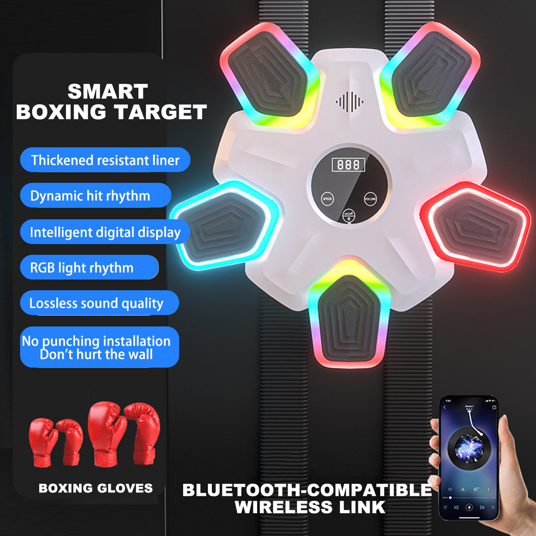 Music Boxing Machine Wall Mounted Bluetooth-compatible Electronic Smart LED Boxing Training Target Punching Pad Home Gym Image 9