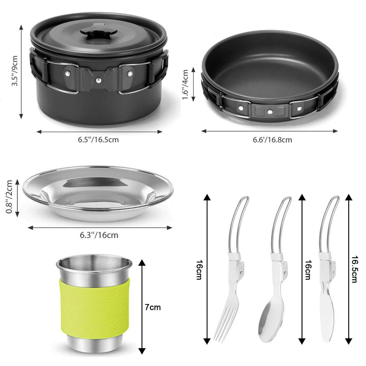 Outdoor Camping Cookware Kit Food Grade BPA Free Non-Stick Design Large Size Hanging Pot Pan Kettle with Base Cook Set Image 8