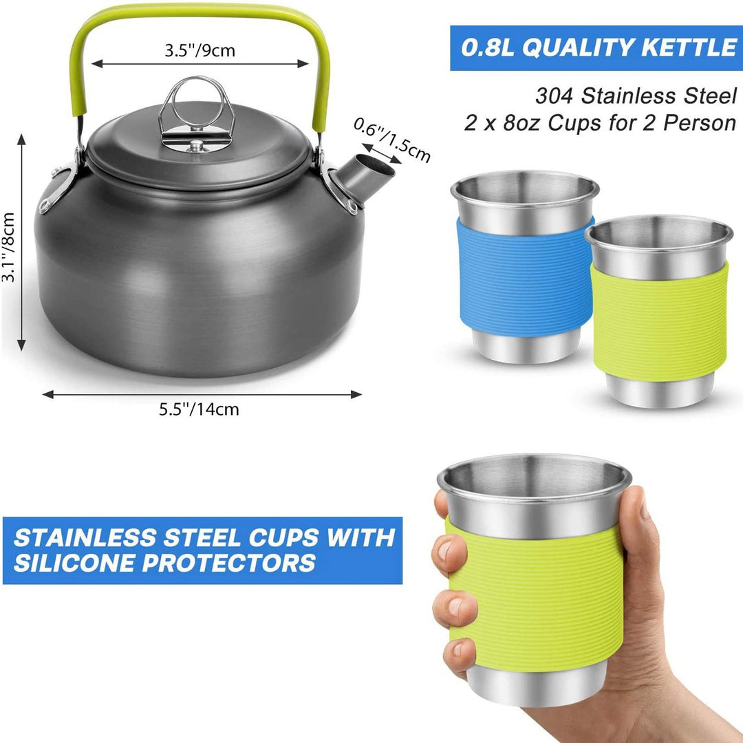 Outdoor Camping Cookware Kit Food Grade BPA Free Non-Stick Design Large Size Hanging Pot Pan Kettle with Base Cook Set Image 9