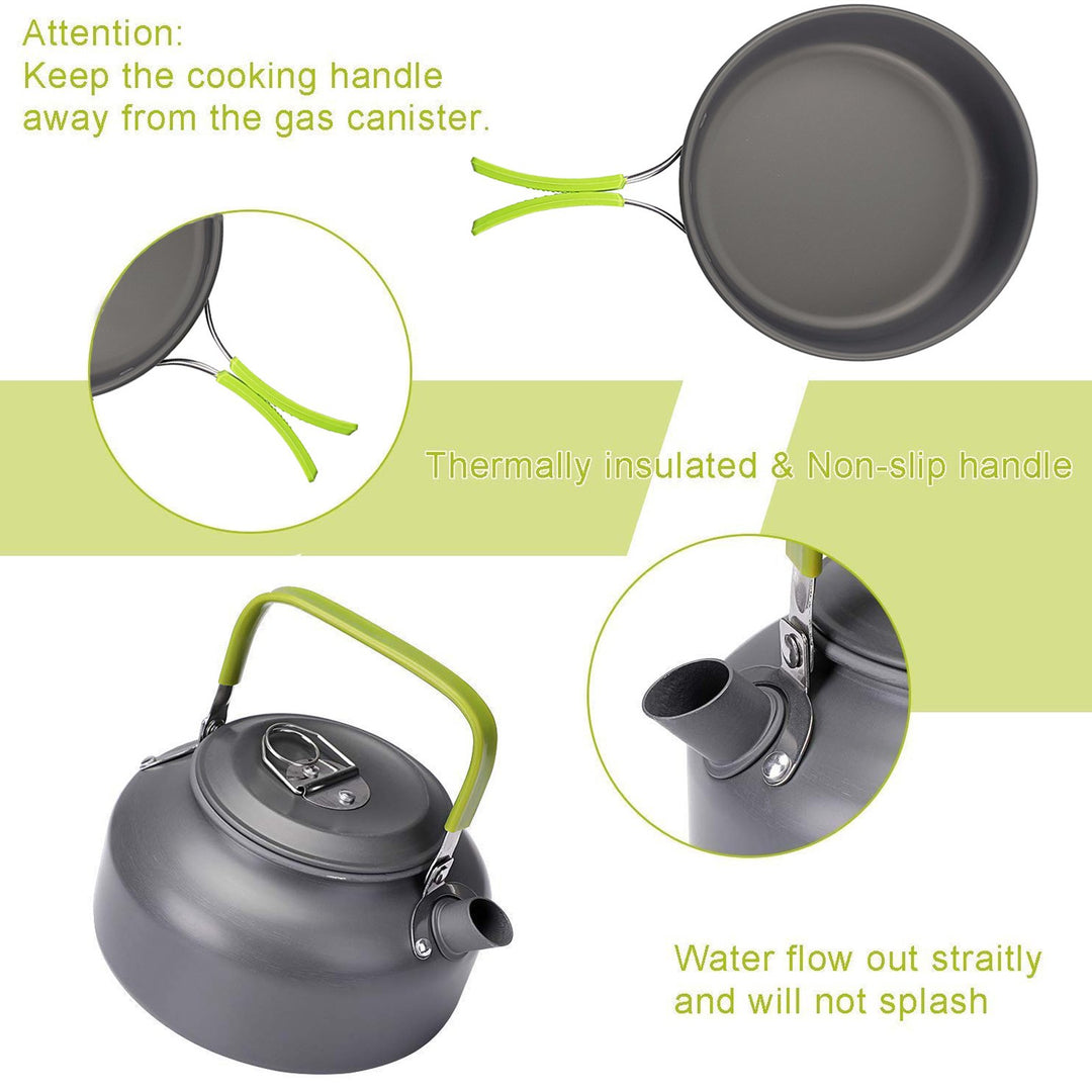 Outdoor Camping Cookware Kit Food Grade BPA Free Non-Stick Design Large Size Hanging Pot Pan Kettle with Base Cook Set Image 10