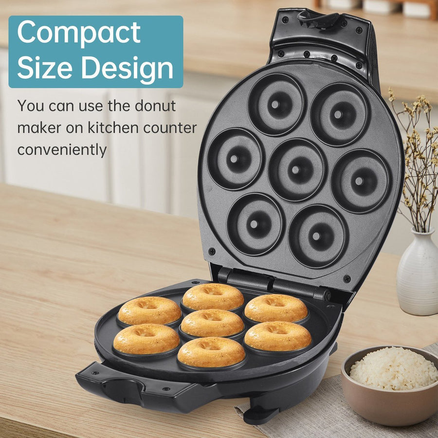 Electric Mini Donut Maker with 7 Holes Non-stick Surface Design US Plug Dishwasher Safe User-Friendly 700W Small Donut Image 1