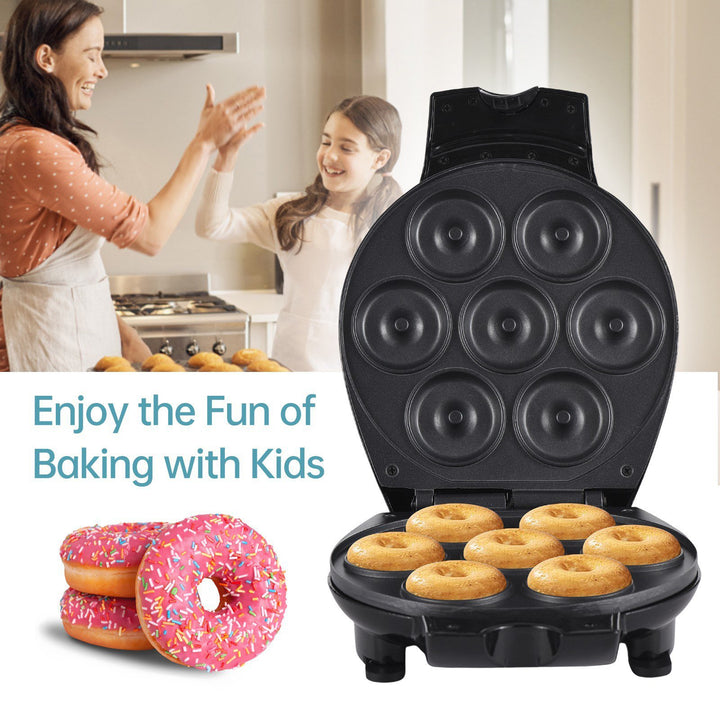 Electric Mini Donut Maker with 7 Holes Non-stick Surface Design US Plug Dishwasher Safe User-Friendly 700W Small Donut Image 4