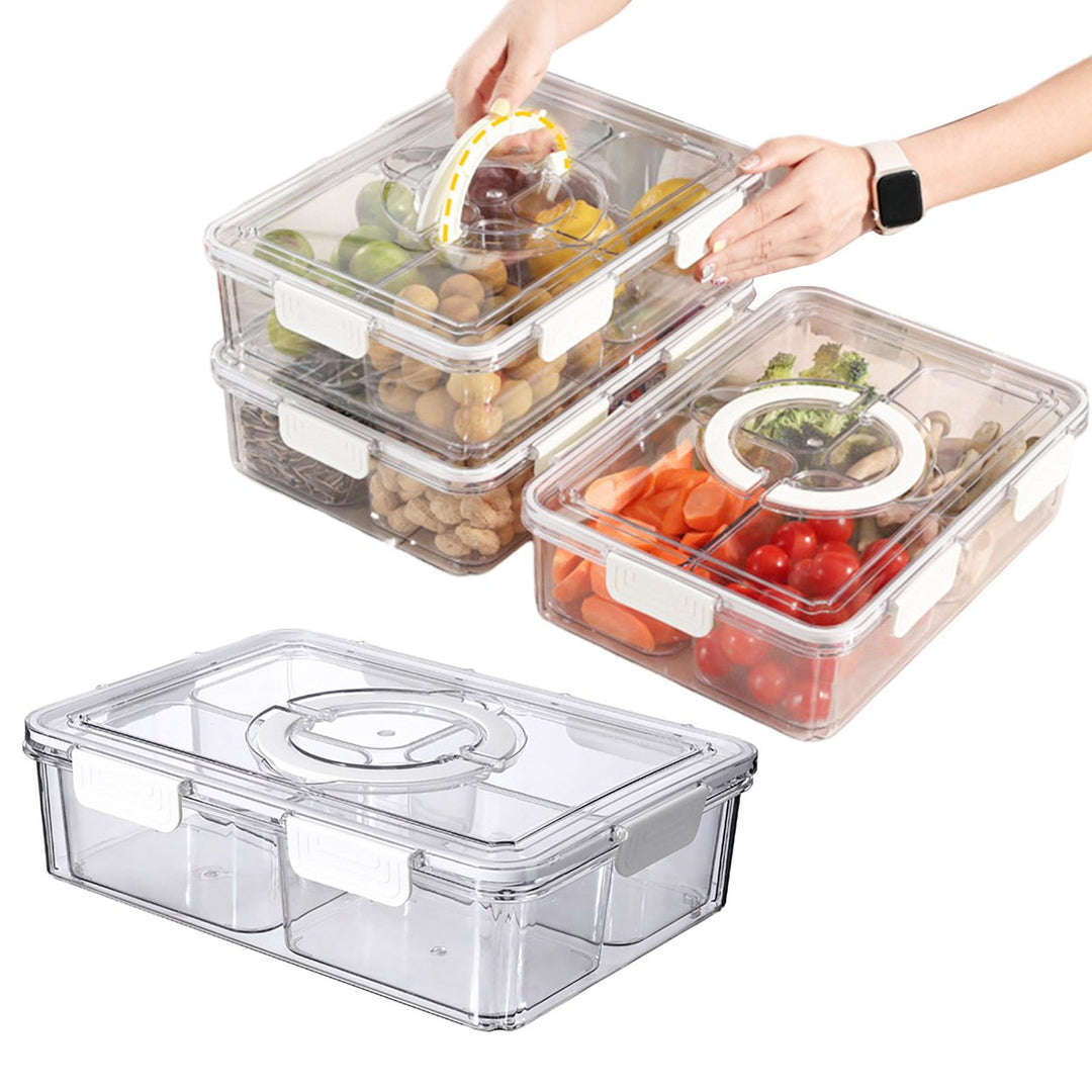 Fruit Storage Container with Handle Large Capacity Food Grade BPA Free Sealing Strips Design Leakproof Transparent Food Image 1